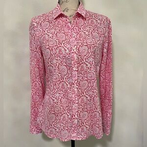 J. McLaughlin Pink Lace Floral Blouse